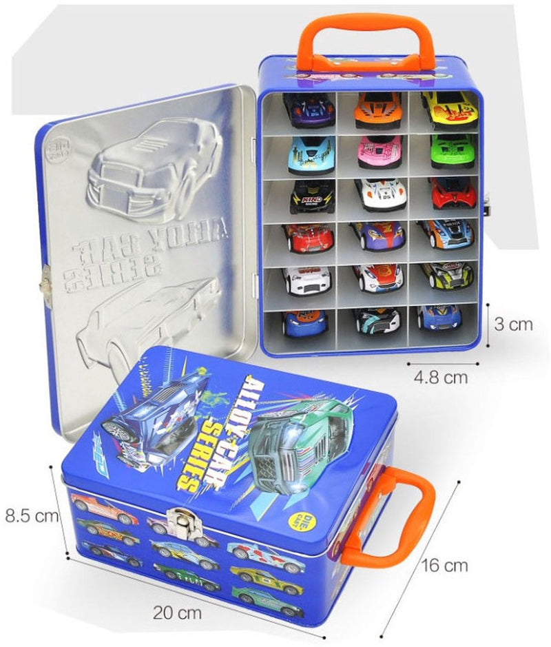 Laden Sie das Bild in Galerie -Viewer, Lobbes speelgoed bv die-cast auto's in opbergblik, 18dlg
