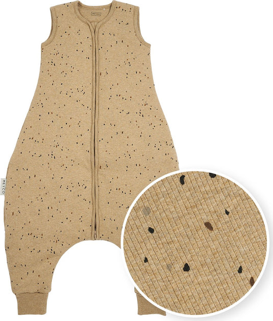 Meyco baby rib mini spot baby winter slaapoverall jumper - toffee melange - 104cm - 2.0 tog