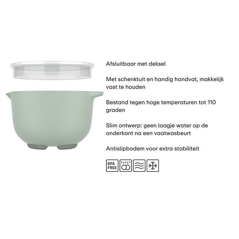 Afbeelding laden in galerijviewer, Mepal beslagkom met deksel chef it - 1.5 l - schaal - magnetron- en vaatwasmachinebestendig - bakspullen - chalk

