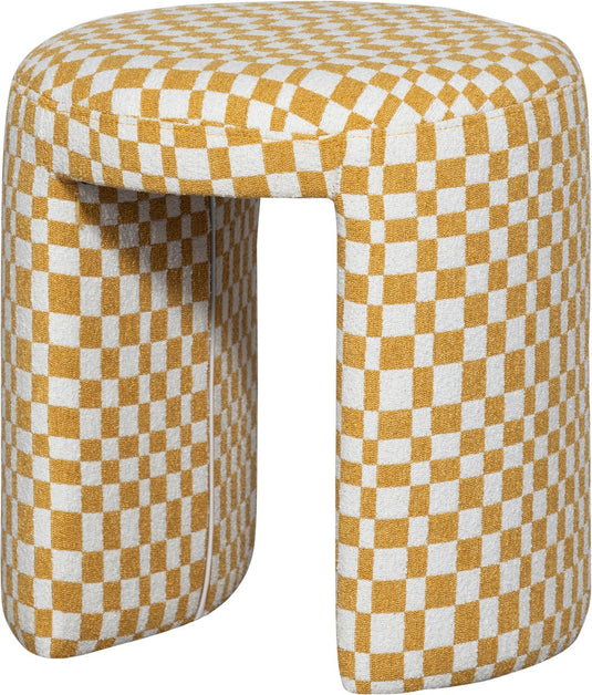Woood charlie kruk - polyester - ruitjes - geel