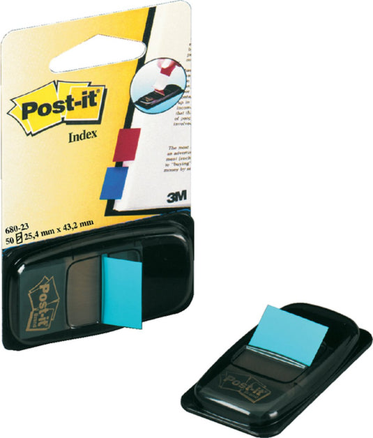 Post-it - index standaard | ft 24 | 4 x 43 | 2 mm | houder met 50 tabs | turkoois