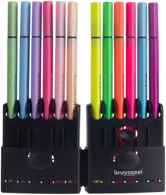 Bruynzeel fineliner set neon pastel | 12 kleuren
