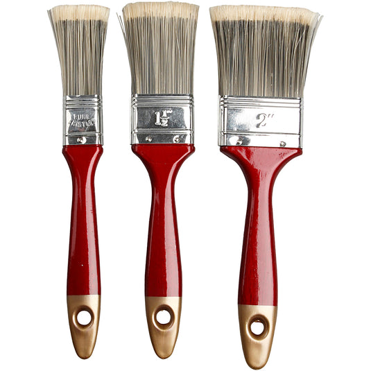 Vernis kwasten, l: 20 cm, b: 25-50 mm, plat, 3 stuk 1 doos