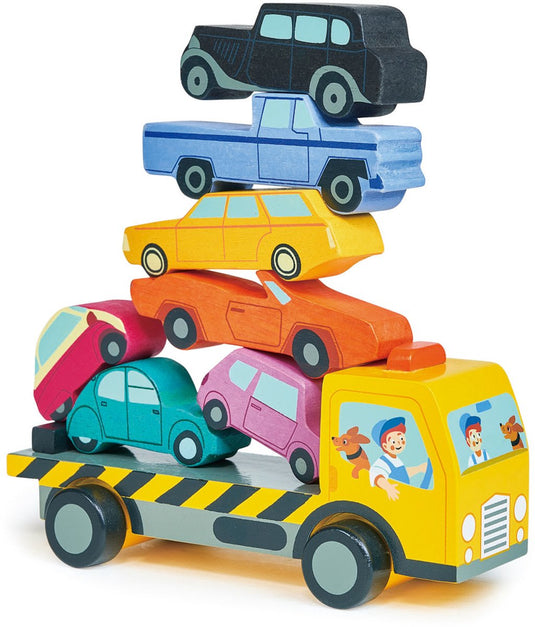 Tender leaf toys tender leaf preschool - stapelaar voertuigen - 7 delen - hout - 18 maanden