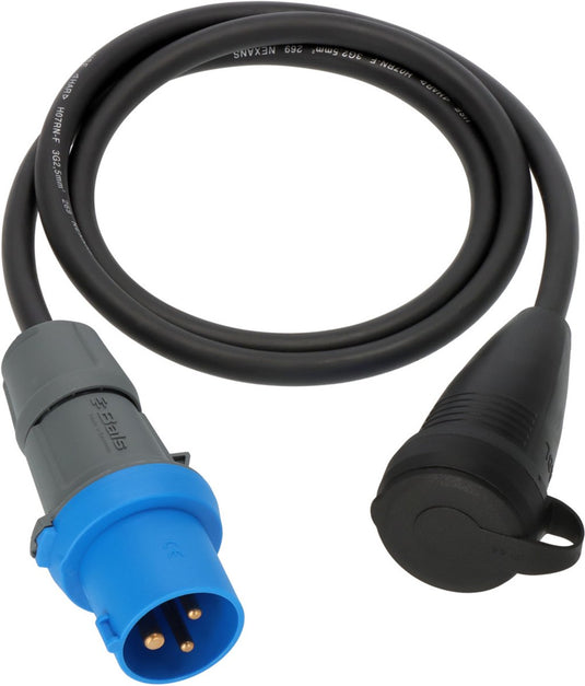 Brennenstuhl verloopkabel camping cee verloopkabel met cee-stekker en aardingscontactkoppeling (1,5m kabel in zwart, h07rn-f 3g2.5, 230v 16a, voor permanent gebruik buitenshuis ip44, made in germany)