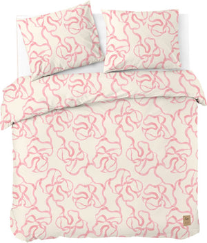 Dindi home dekbedovertrek pink party - 200x220 - 100% katoen - off white roze