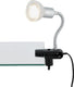 Briloner - led klem licht nachtlampje leeslampje kabel schakelaar flex arm 1xgu10 3 w wit metaal glas