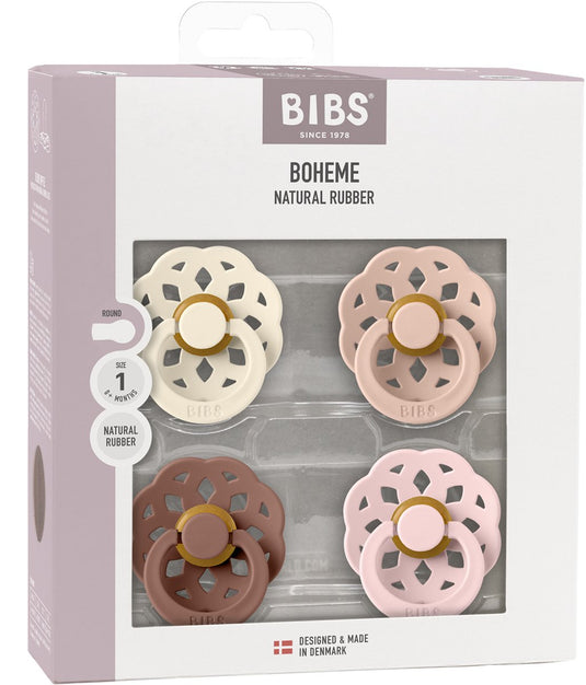 Bibs boheme fopspeen - rond - 4 stuks - 6-18 mnd - ivory blush woodchuck blossom