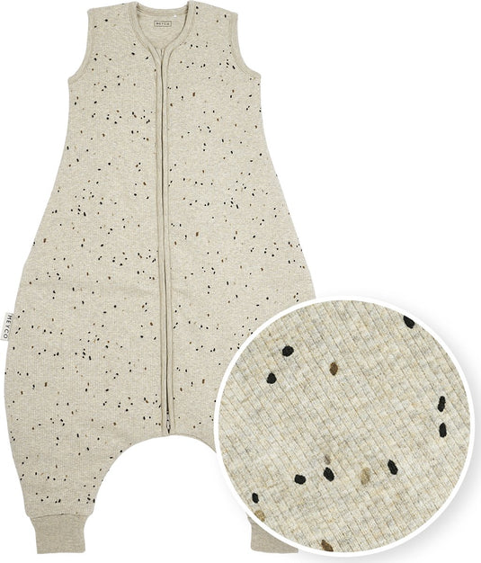 Meyco baby rib mini spot baby winter slaapoverall jumper - sand melange - 92cm - 2.0 tog