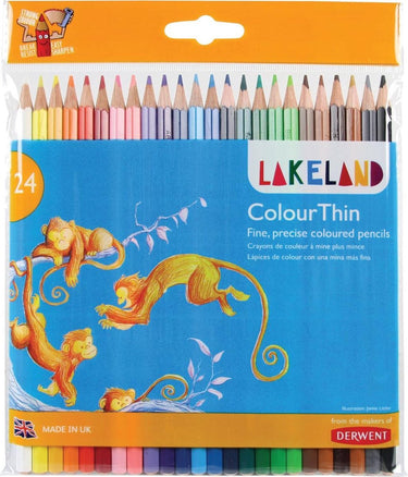 Derwent potloden lakeland colourthin - met 24 kleurpotloden - grafietpotloden - meerkleurig