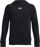 Under armour ua rival fleece hoodie-blk jongens sporttrui - zwart - wit