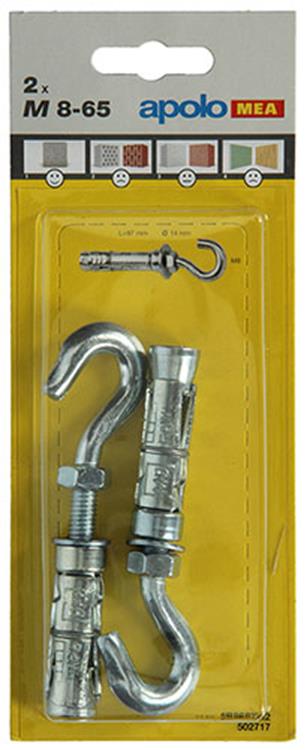 Celo 1003158 - 2 expansieankers m 14mm + haakbout 8x65mm 502717 | 5 stuks