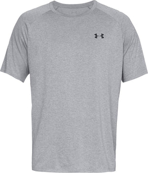 Under armour ua tech 2.0 ss tee-gry heren sportshirt - steel light heather - zwart