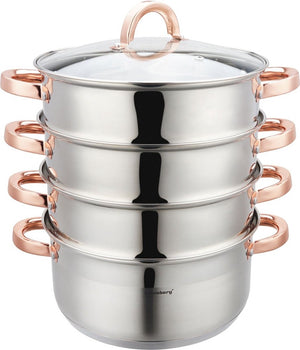 Klausberg 7736 - stoompan - 5 delig - 24 cm - 5 liter - rvs - alle warmtebronnen
