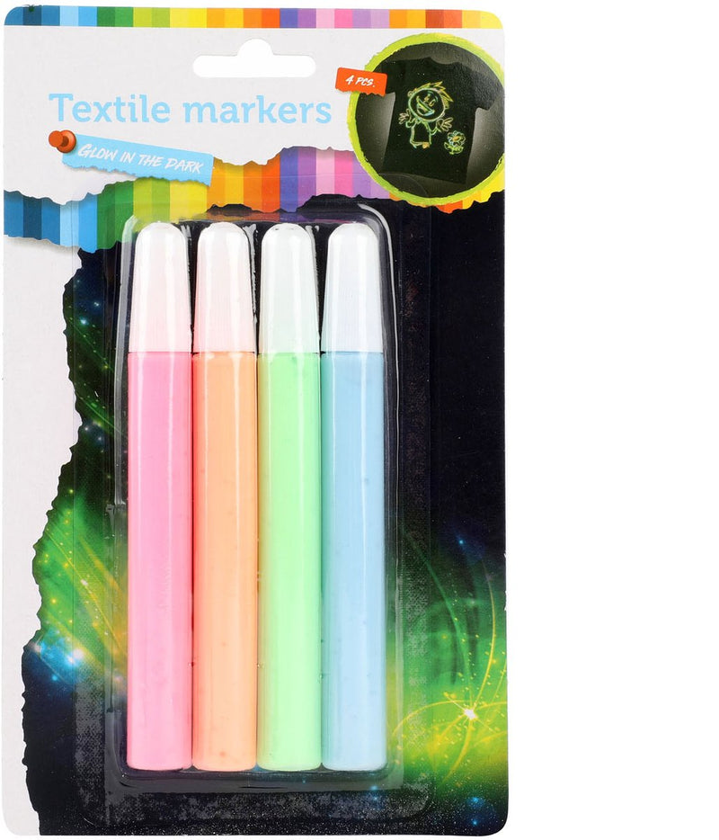 Afbeelding laden in galerijviewer, Toi-toys knijp textielstiften glow in the dark, 4st.
