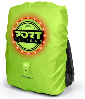 Port designs be visibl - universele rugzak regenhoes - tot 15.6 inch - led verlichting - 25l - geel