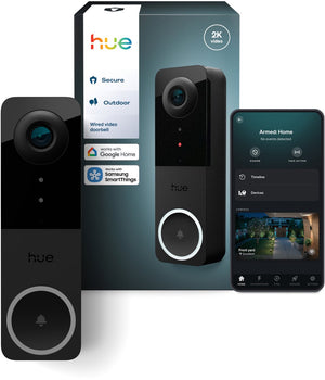 Philips hue hue secure bedrade videodeurbel 2k-video en tweerichtingsaudio, werkt met lampen, dag- en nachtvisie, vereist een 12-24 vac - min 10 va transformator (niet inbegrepen)
