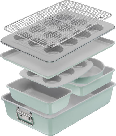 Tefal ceramik bakvorm - 8-delige set - muffinvorm, cakevorm, koelrek - non-stick coating - pfas-vrij