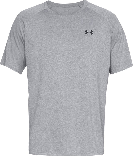 Under armour ua tech 2.0 ss tee-gry heren sportshirt - steel light heather - zwart