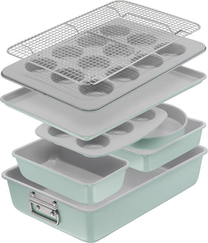Tefal ceramik bakvorm - 8-delige set - muffinvorm, cakevorm, koelrek - non-stick coating - pfas-vrij