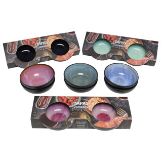 Schaal reactive glaze 12x4 cm set van 2 assorti | 6 stuks