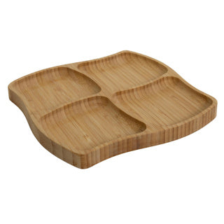 Overige merken bamboe tapasbord met 4 vakken 20x20x1.5 cm
