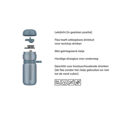 Mepal drinkfles flip sport 600ml - frost blue