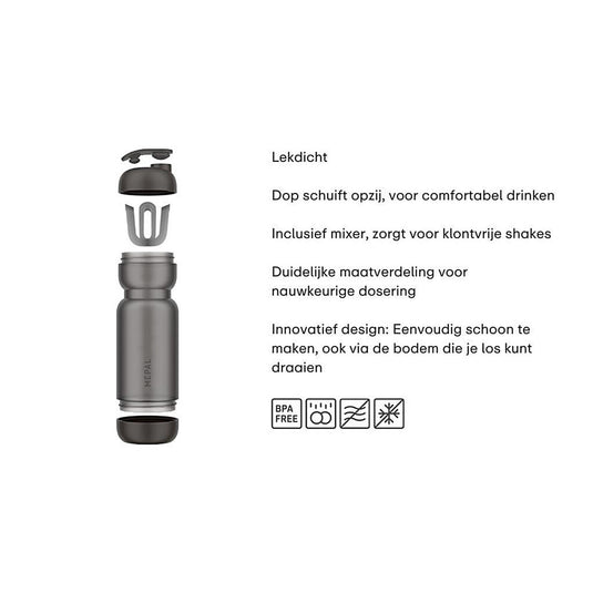 Mepal shakebeker 800ml graphite black