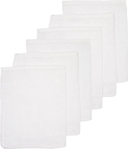 Meyco baby uni washandjes - 6-pack - hydrofiel - white - 20x17cm