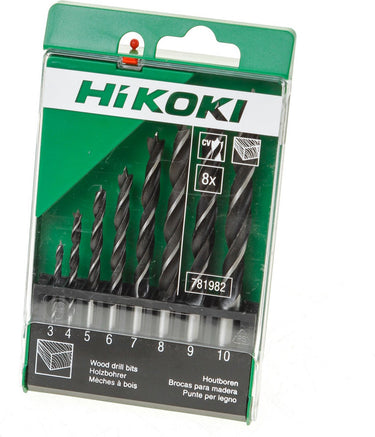 Hikoki accessoires cassette 8-delig hout spiraalboren (3-10mm) - 781982