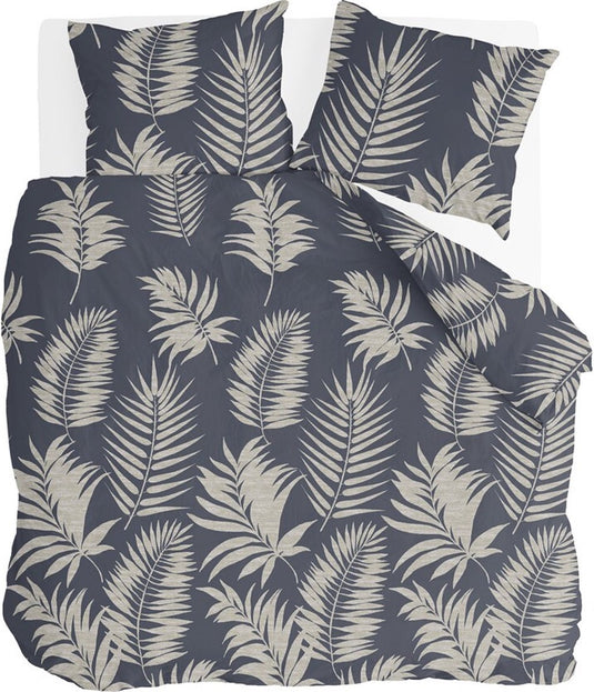 Byrklund dekbedovertrek pretty palm - 240x220 - 100% katoen - grijs blauw