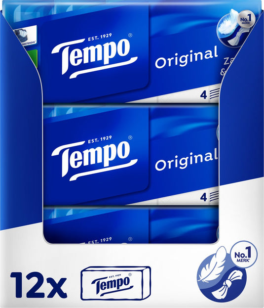 Tempo original - 4-laags zakdoekjes - 12 x 10 pakjes = 120 pakjes