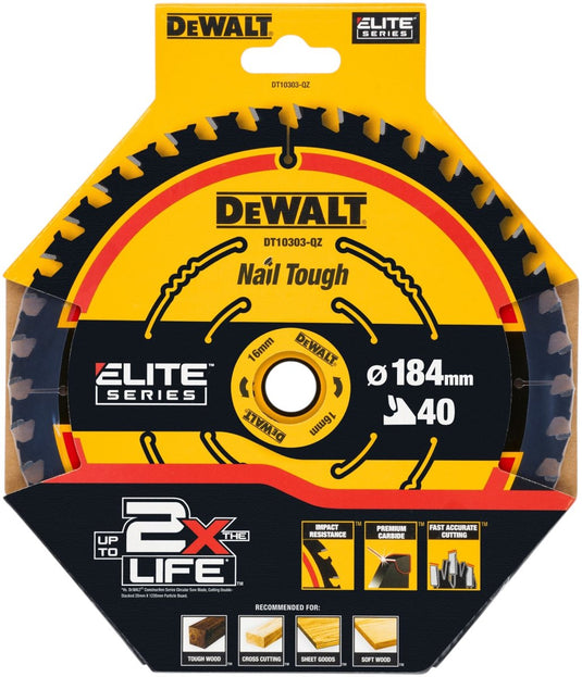 Dewalt elite - cirkelzaagblad - 184mm - 40 tanden - atb geometrie