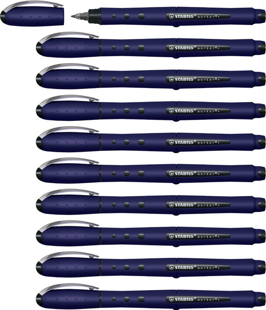 Stabilo worker+ - rollerball pen 0.5 mm - naturecolors wildflower - ultramarijn blauw - doos 10 stuks
