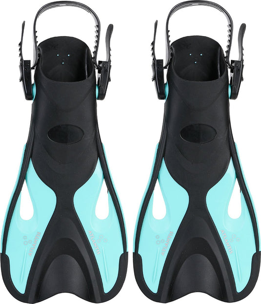 Atlantis dolphin - flippers - zwemvliezen - verstelbare hielstrap - voor zwemmen snorkelen - volwassenen - zwart turquoise - 41-45