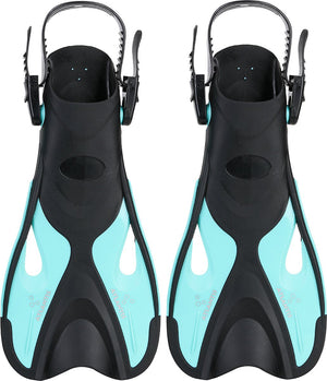 Atlantis dolphin - flippers - zwemvliezen - verstelbare hielstrap - voor zwemmen snorkelen - volwassenen - zwart turquoise - 41-45