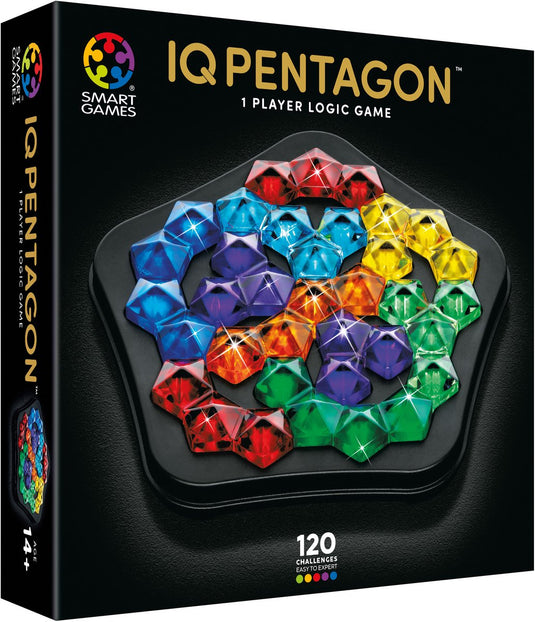 Smartgames iq pentagon deluxe - iq deluxe logisch denkspel premium breinbreker - geometrische puzzel met 120 opdrachten - luxe vijfhoek puzzel - solospel voor tieners en volwassenen - premium cadeau vanaf 14 jaar