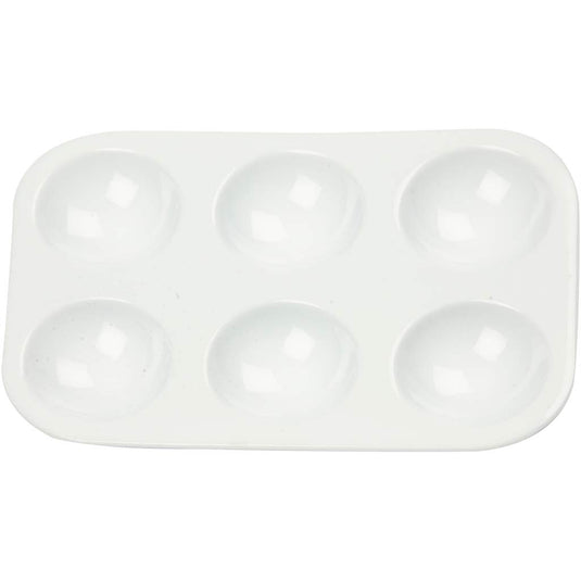Palet, rechthoekig palet met 6 vakken, afm 13x8,5 cm, wit, 10 stuk 1 doos