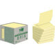 Post-it ® z-notes, gerecycleerd, mini toren, geel, 76 x 76 mm, 6 blokken, non x-wrapped, 100 blaadjes blok