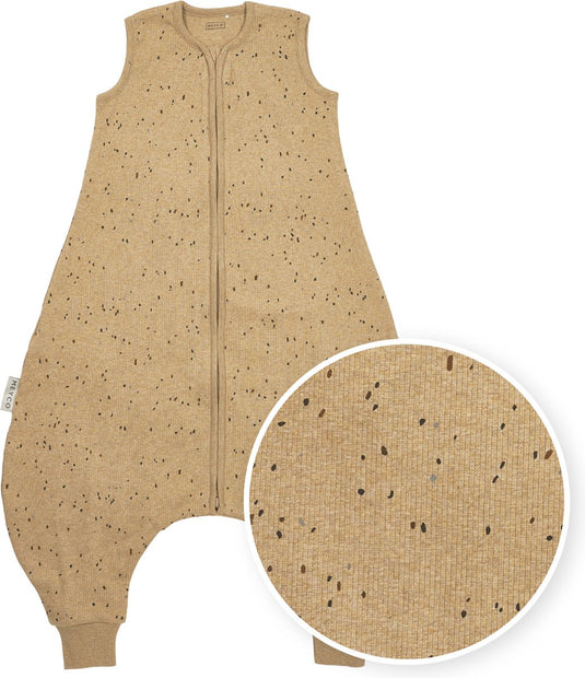 Meyco baby rib mini spot baby zomer slaapoverall jumper - toffee melange - 80cm - 0.5 tog