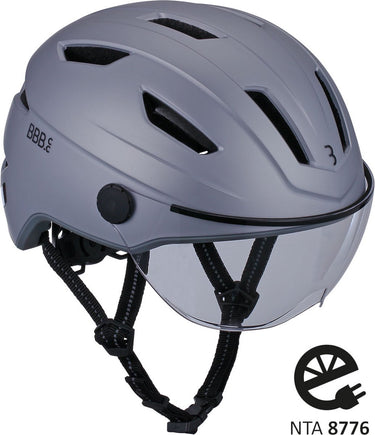 Bbb cycling move faceshield transparant e-bike helm - speed pedelec helm - elektrische fiets - snorfiets - mat grijs - maat l - bhe-57