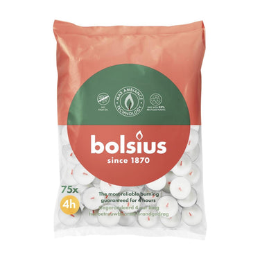 Bolsius theelicht wit 4uur zak van 75 stuks