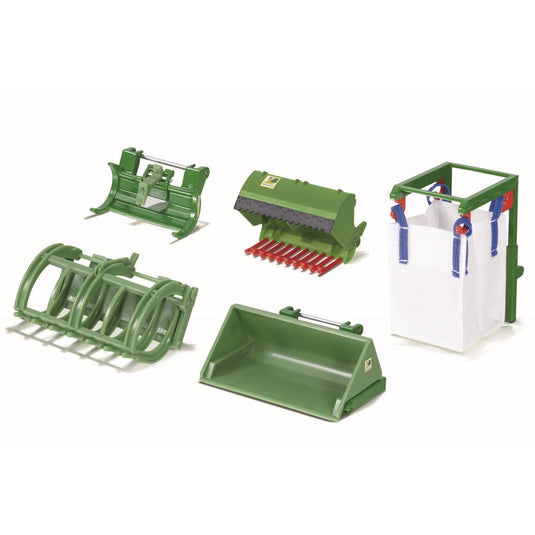 Siku 3658 voorlader-accessoireset, 5-delig, 1:32, groen, geschikt voor alle -tractors met voorlader met schaal 1:32