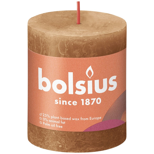 Bolsius rustiek stompkaars 80 68 bruin