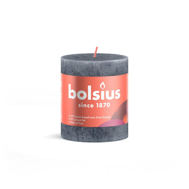 Bolsius stompkaars 80 68 rustiek leisteen blauw- slate blue