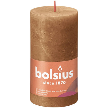 Bolsius shine collection rustiek stompkaars 130 68 spice brown- kruidig bruin