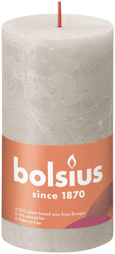 Bolsius shine collection rustiek stompkaars 130 68 sandy grey - zandgrijs