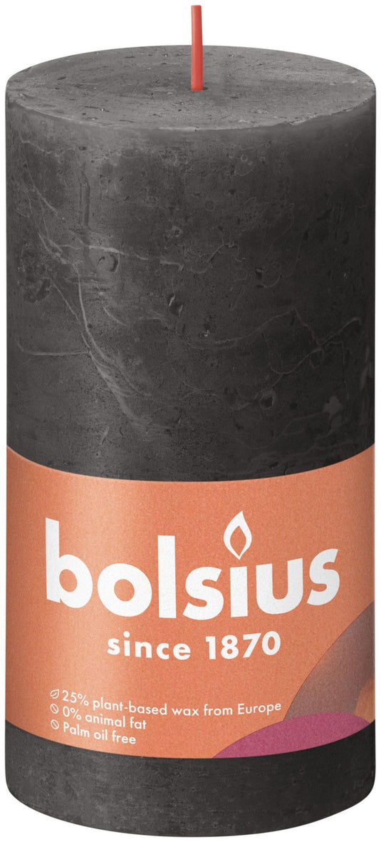 Bolsius rustiek kaars 130 68 grijs