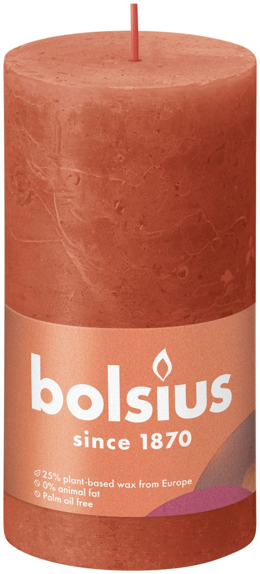 Bolsius stompkaars rustiek 13x6,8 cm aards oranje