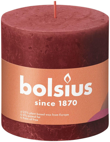 Bolsius shine collection rustiek stompkaars 100 100 delicate red-delicaat rood